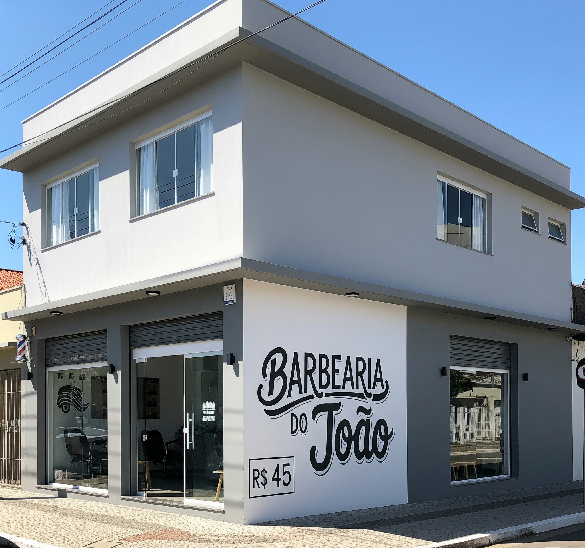 [Imagem de uma barbearia simples e vazia, com um barbeiro olhando pela janela com ar de preocupação]
